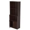 62.99 in. Brown Wood 4-shelf Standard Bookcase with Doors by Inval