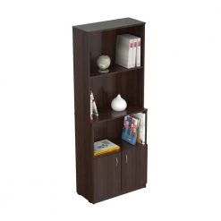 62.99 in. Brown Wood 4-shelf Standard Bookcase with Doors by Inval 11 62.99 in. Brown Wood 4-shelf Standard Bookcase with Doors by Inval -EVERGLADE HOME Shop espresso wengue laminates inval bookcases bookshelves b2p 3805 fa 1000