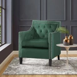 Ceylon Forest Green Velvet Tufted Back Accent Chair by EVERGLADE HOME -EVERGLADE HOME Shop forest green everglade home accent chairs lx 1297fg 1nn 31 1000