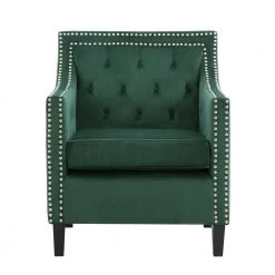 Ceylon Forest Green Velvet Tufted Back Accent Chair by EVERGLADE HOME