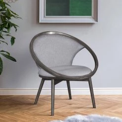 Clair Gray Mid-Century Fabric Upholstery Solid Wood Frame Accent Chair by EVERGLADE HOME -EVERGLADE HOME Shop gray everglade home accent chairs lx 1033f1s 31 1000