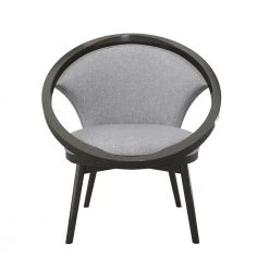 Clair Gray Mid-Century Fabric Upholstery Solid Wood Frame Accent Chair by EVERGLADE HOME