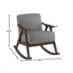 Bracco Gray Mid-Century Fabric Upholstery Solid Wood Rocking Chair by EVERGLADE HOME -EVERGLADE HOME Shop gray everglade home accent chairs lx 1034gy 1 40 1000
