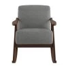 Bracco Gray Mid-Century Fabric Upholstery Solid Wood Rocking Chair by EVERGLADE HOME