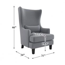Narcine Gray Velvet Wingback Chair with Lumbar Pillow by EVERGLADE HOME 14 Narcine Gray Velvet Wingback Chair with Lumbar Pillow by EVERGLADE HOME -EVERGLADE HOME Shop gray everglade home accent chairs lx 1036gy 1 44 1000