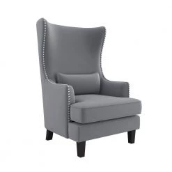Narcine Gray Velvet Wingback Chair with Lumbar Pillow by EVERGLADE HOME 11 Narcine Gray Velvet Wingback Chair with Lumbar Pillow by EVERGLADE HOME -EVERGLADE HOME Shop gray everglade home accent chairs lx 1036gy 1 c3 1000