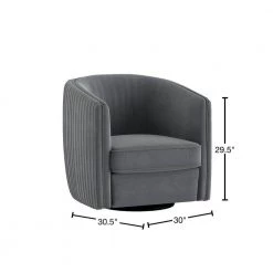 Kaitlyn Gray Pleated Velvet Swivel Chair with Reversible Seat Cushion by EVERGLADE HOME -EVERGLADE HOME Shop gray everglade home accent chairs lx 1038gy 1 40 1000