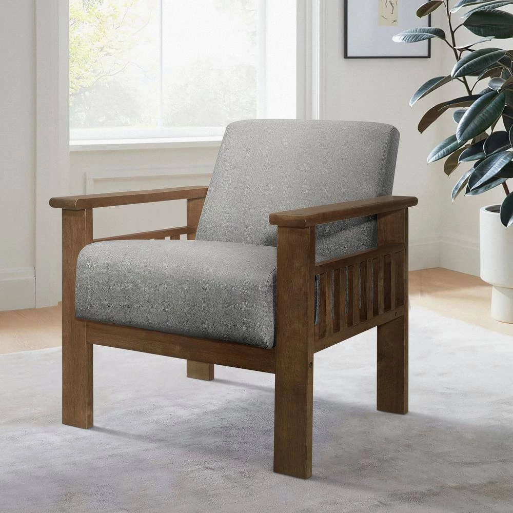 Amerllia Gray Fabric Upholstery Solid Wood Accent Chair by EVERGLADE HOME 8 Amerllia Gray Fabric Upholstery Solid Wood Accent Chair by EVERGLADE HOME - Image 8