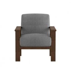 Amerllia Gray Fabric Upholstery Solid Wood Accent Chair by EVERGLADE HOME
