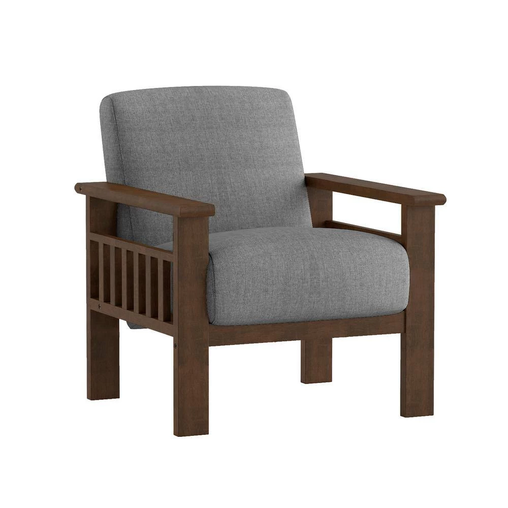 Amerllia Gray Fabric Upholstery Solid Wood Accent Chair by EVERGLADE HOME 3 Amerllia Gray Fabric Upholstery Solid Wood Accent Chair by EVERGLADE HOME - Image 3