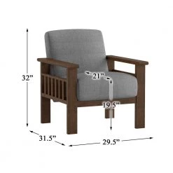 Amerllia Gray Fabric Upholstery Solid Wood Accent Chair by EVERGLADE HOME 14 Amerllia Gray Fabric Upholstery Solid Wood Accent Chair by EVERGLADE HOME -EVERGLADE HOME Shop gray everglade home accent chairs lx 1048gy 1 fa 1000