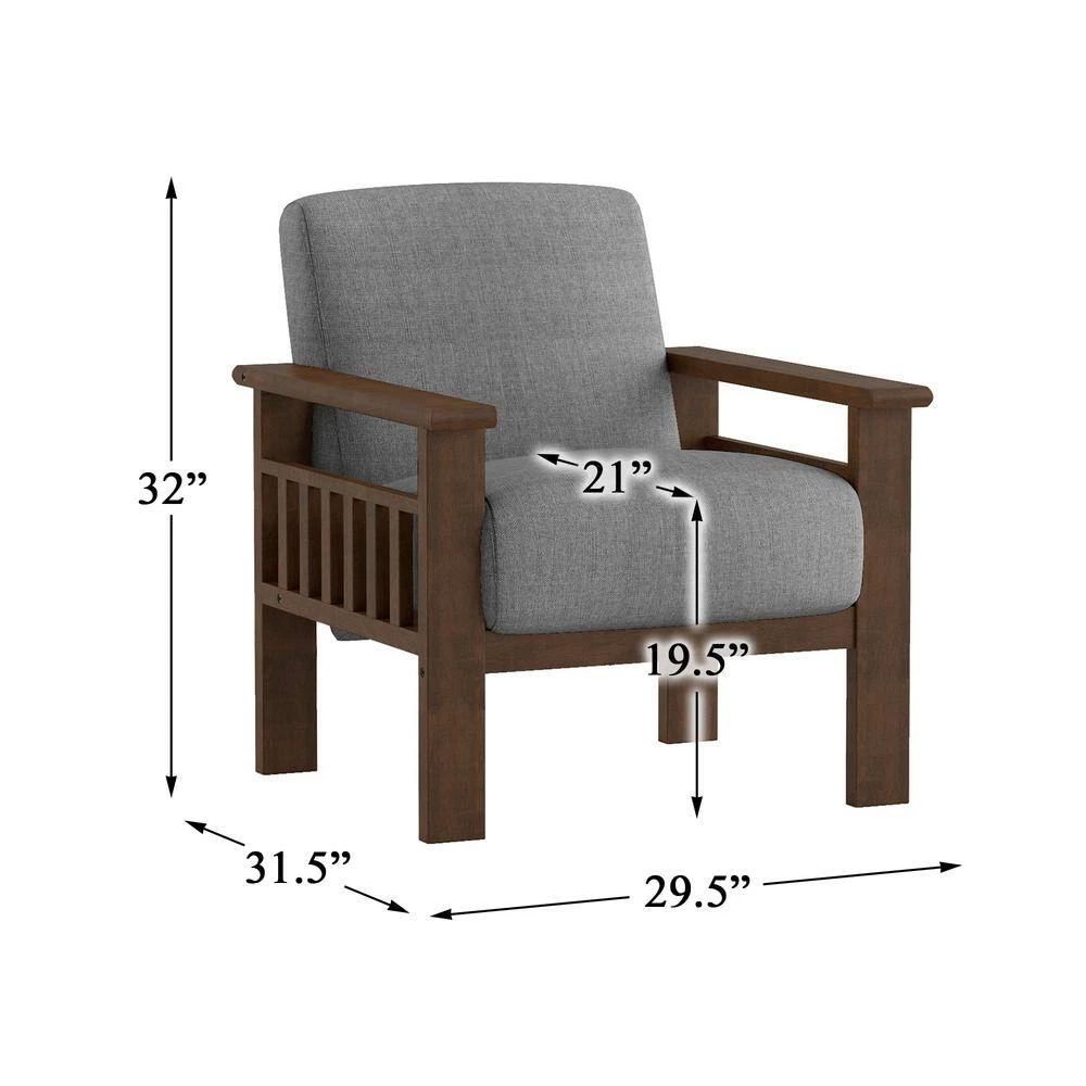 Amerllia Gray Fabric Upholstery Solid Wood Accent Chair by EVERGLADE HOME 7 Amerllia Gray Fabric Upholstery Solid Wood Accent Chair by EVERGLADE HOME - Image 7