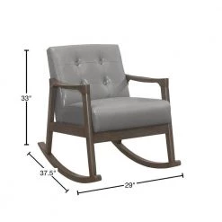 Odelle Gray Faux Leather Solid Wood Rocking Chair by EVERGLADE HOME -EVERGLADE HOME Shop gray everglade home accent chairs lx 1049gy 1 40 1000