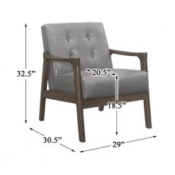 Kyrie Gray Faux Leather Solid Wood Accent Chair by EVERGLADE HOME -EVERGLADE HOME Shop gray everglade home accent chairs lx 1050gy 1 44 1000