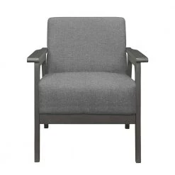 Ride Gray Textured Upholstery Solid Wood Antique Gray Finish Accent Chair by EVERGLADE HOME