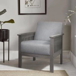 Copley Gray Textured Upholstery Solid Wood Frame Accent Chair by EVERGLADE HOME -EVERGLADE HOME Shop gray everglade home accent chairs lx 1104gy 1 31 1000