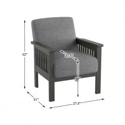 Copley Gray Textured Upholstery Solid Wood Frame Accent Chair by EVERGLADE HOME -EVERGLADE HOME Shop gray everglade home accent chairs lx 1104gy 1 44 1000