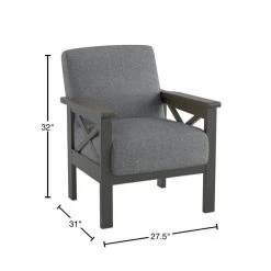 Savion Gray Textured Upholstery Solid Wood Frame Accent Arm Chair by EVERGLADE HOME -EVERGLADE HOME Shop gray everglade home accent chairs lx 1105gy 1 40 1000