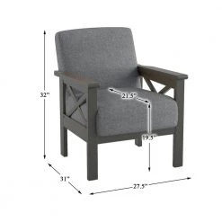 Savion Gray Textured Upholstery Solid Wood Frame Accent Arm Chair by EVERGLADE HOME -EVERGLADE HOME Shop gray everglade home accent chairs lx 1105gy 1 44 1000