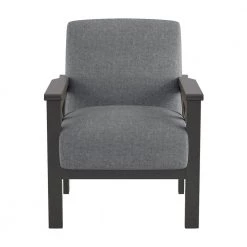 Savion Gray Textured Upholstery Solid Wood Frame Accent Arm Chair by EVERGLADE HOME