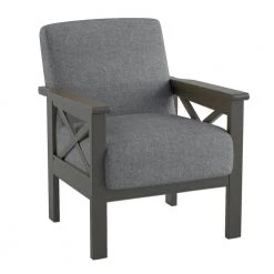 Savion Gray Textured Upholstery Solid Wood Frame Accent Arm Chair by EVERGLADE HOME -EVERGLADE HOME Shop gray everglade home accent chairs lx 1105gy 1 c3 1000