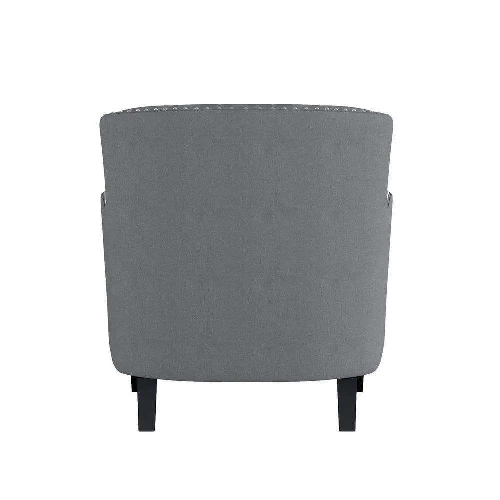 Madis Gray Velvet Tufted Back Accent Chair by EVERGLADE HOME 4 Madis Gray Velvet Tufted Back Accent Chair by EVERGLADE HOME - Image 4