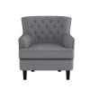 Madis Gray Velvet Tufted Back Accent Chair by EVERGLADE HOME