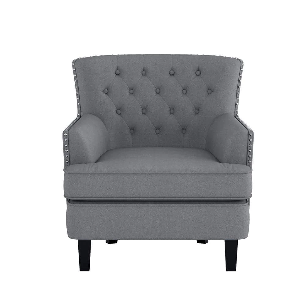 Madis Gray Velvet Tufted Back Accent Chair by EVERGLADE HOME 1 Madis Gray Velvet Tufted Back Accent Chair by EVERGLADE HOME
