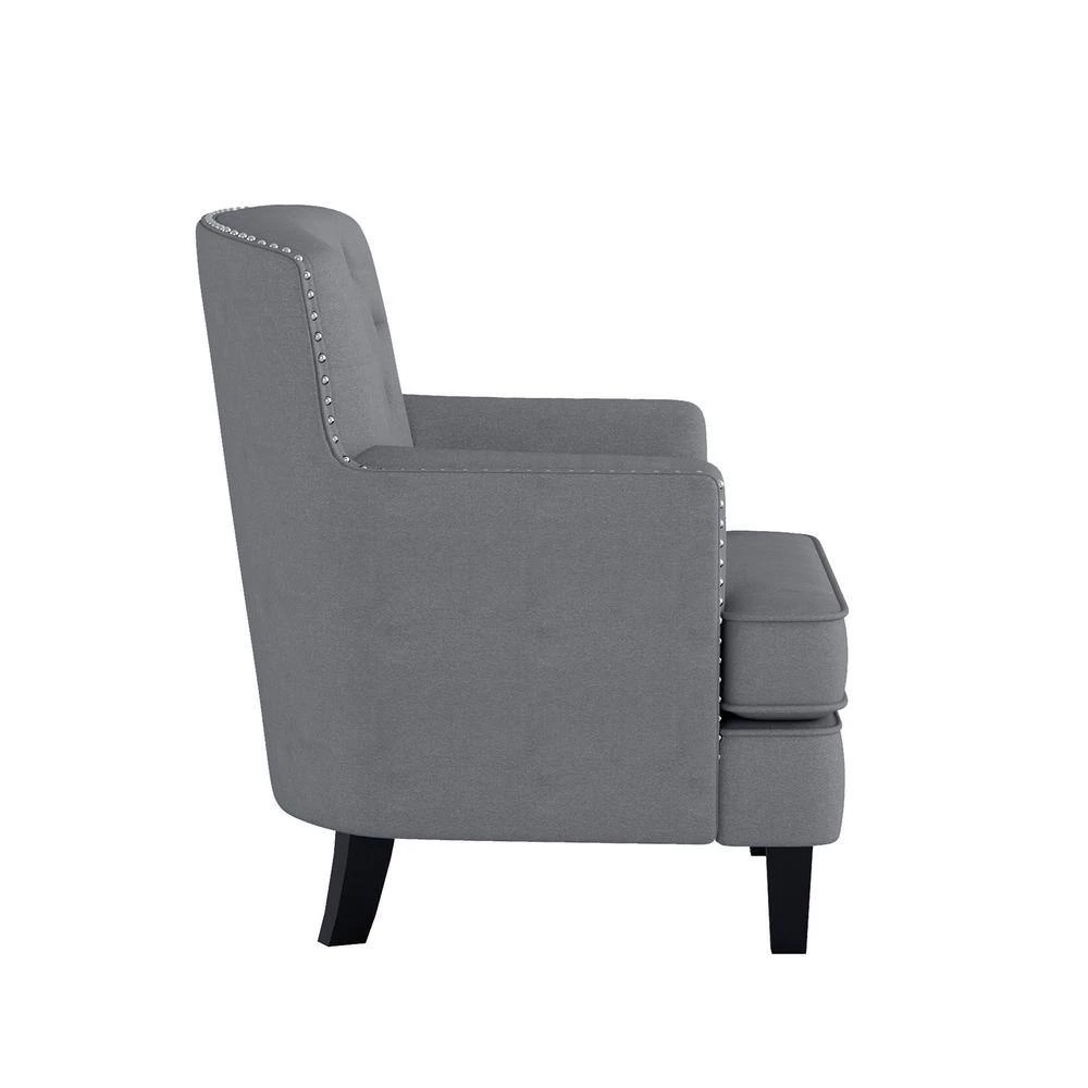 Madis Gray Velvet Tufted Back Accent Chair by EVERGLADE HOME 2 Madis Gray Velvet Tufted Back Accent Chair by EVERGLADE HOME - Image 2