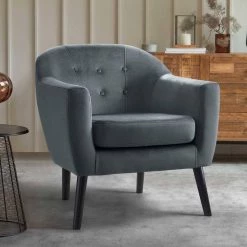 Waterlyn Gray Velvet Upholstery Tufted Back Accent Chair by EVERGLADE HOME -EVERGLADE HOME Shop gray everglade home accent chairs lx 1127gy 1 31 1000