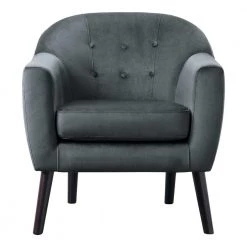 Waterlyn Gray Velvet Upholstery Tufted Back Accent Chair by EVERGLADE HOME