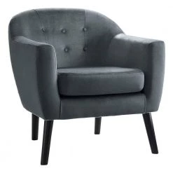 Waterlyn Gray Velvet Upholstery Tufted Back Accent Chair by EVERGLADE HOME -EVERGLADE HOME Shop gray everglade home accent chairs lx 1127gy 1 c3 1000