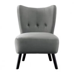 Shapel Gray Velvet Upholstery Tufted Back Accent Chair by EVERGLADE HOME