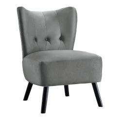Shapel Gray Velvet Upholstery Tufted Back Accent Chair by EVERGLADE HOME -EVERGLADE HOME Shop gray everglade home accent chairs lx 1166gy 1 c3 1000