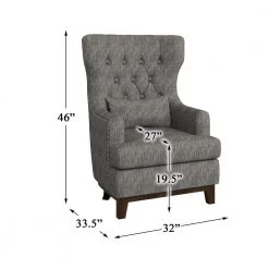 Davi Gray Textured Upholstery Tufted Back Wingback Chair by EVERGLADE HOME -EVERGLADE HOME Shop gray everglade home accent chairs lx 1217f3s 44 1000