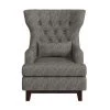 Davi Gray Textured Upholstery Tufted Back Wingback Chair by EVERGLADE HOME