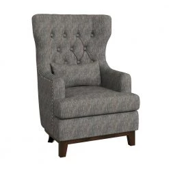 Davi Gray Textured Upholstery Tufted Back Wingback Chair by EVERGLADE HOME -EVERGLADE HOME Shop gray everglade home accent chairs lx 1217f3s c3 1000