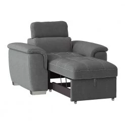 Warrick Gray Microfiber Accent Chair with Pull-out Ottoman by EVERGLADE HOME -EVERGLADE HOME Shop gray everglade home accent chairs lx 8228gy 1 1f 1000