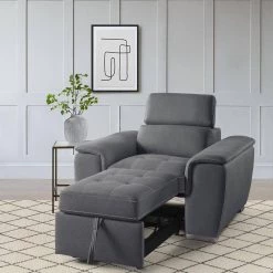 Warrick Gray Microfiber Accent Chair with Pull-out Ottoman by EVERGLADE HOME -EVERGLADE HOME Shop gray everglade home accent chairs lx 8228gy 1 31 1000