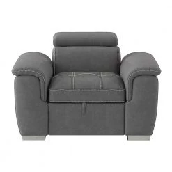 Warrick Gray Microfiber Accent Chair with Pull-out Ottoman by EVERGLADE HOME