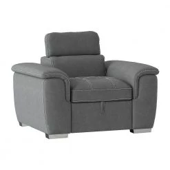 Warrick Gray Microfiber Accent Chair with Pull-out Ottoman by EVERGLADE HOME -EVERGLADE HOME Shop gray everglade home accent chairs lx 8228gy 1 c3 1000