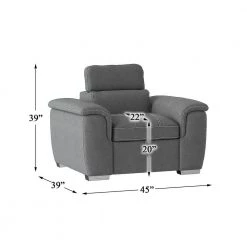 Warrick Gray Microfiber Accent Chair with Pull-out Ottoman by EVERGLADE HOME -EVERGLADE HOME Shop gray everglade home accent chairs lx 8228gy 1 fa 1000