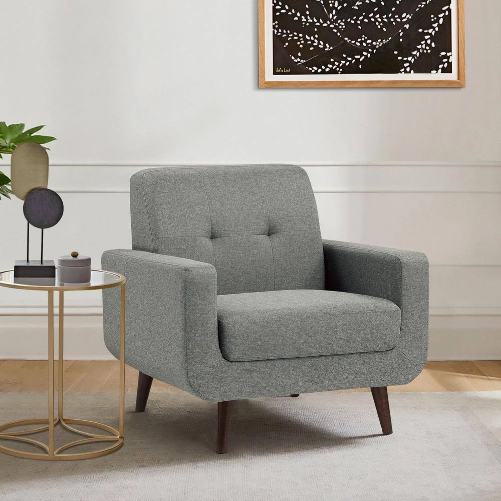Adelia Gray Textured Upholstery Tufted Back Accent Chair by EVERGLADE HOME 7 Adelia Gray Textured Upholstery Tufted Back Accent Chair by EVERGLADE HOME - Image 7