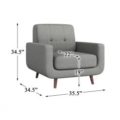 Adelia Gray Textured Upholstery Tufted Back Accent Chair by EVERGLADE HOME 12 Adelia Gray Textured Upholstery Tufted Back Accent Chair by EVERGLADE HOME -EVERGLADE HOME Shop gray everglade home accent chairs lx 9433gy 1 44 1000