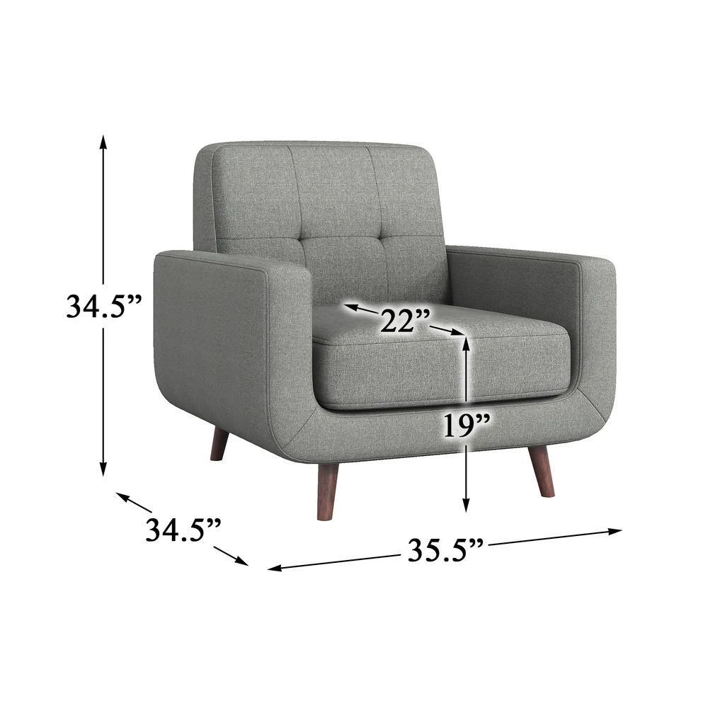 Adelia Gray Textured Upholstery Tufted Back Accent Chair by EVERGLADE HOME 6 Adelia Gray Textured Upholstery Tufted Back Accent Chair by EVERGLADE HOME - Image 6