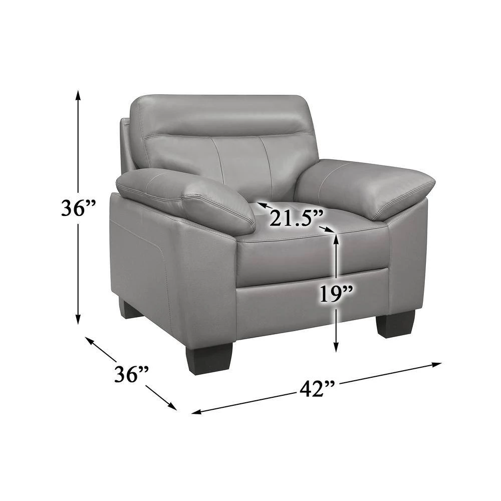 Metz Gray Leather Accent Chair by EVERGLADE HOME 6 Metz Gray Leather Accent Chair by EVERGLADE HOME - Image 6