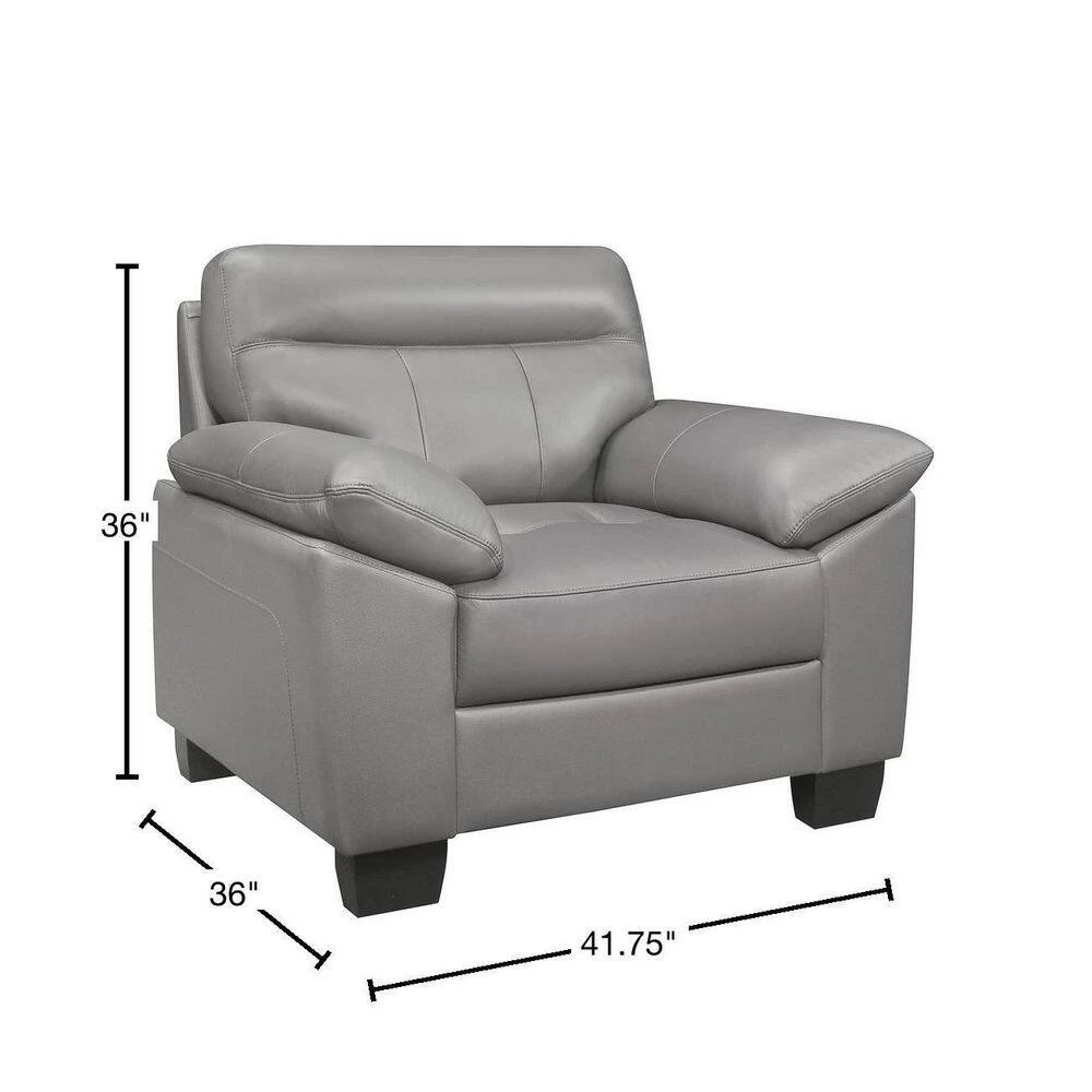 Metz Gray Leather Accent Chair by EVERGLADE HOME 3 Metz Gray Leather Accent Chair by EVERGLADE HOME - Image 3