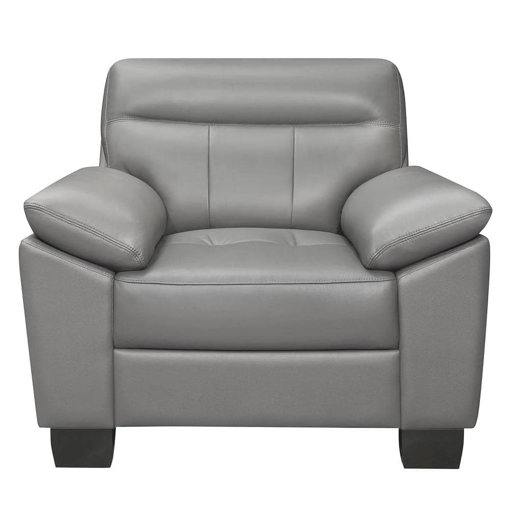 Metz Gray Leather Accent Chair by EVERGLADE HOME 1 Metz Gray Leather Accent Chair by EVERGLADE HOME