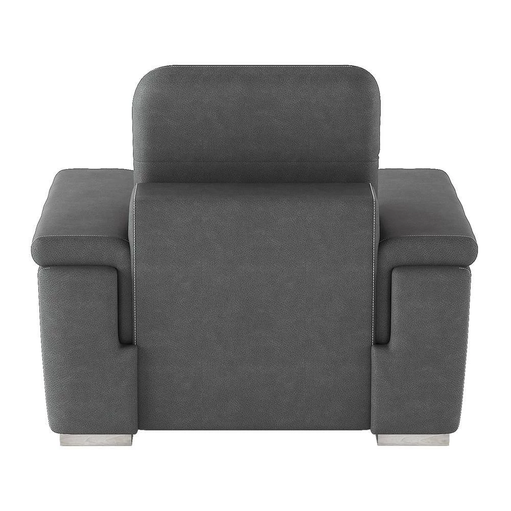 Wystan Gray Textured Microfiber Accent Chair with Pull-out Ottoman by EVERGLADE HOME 6 Wystan Gray Textured Microfiber Accent Chair with Pull-out Ottoman by EVERGLADE HOME - Image 6