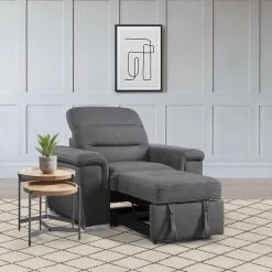 Wystan Gray Textured Microfiber Accent Chair with Pull-out Ottoman by EVERGLADE HOME 19 Wystan Gray Textured Microfiber Accent Chair with Pull-out Ottoman by EVERGLADE HOME -EVERGLADE HOME Shop gray everglade home accent chairs lx 9808sgy 1 31 1000